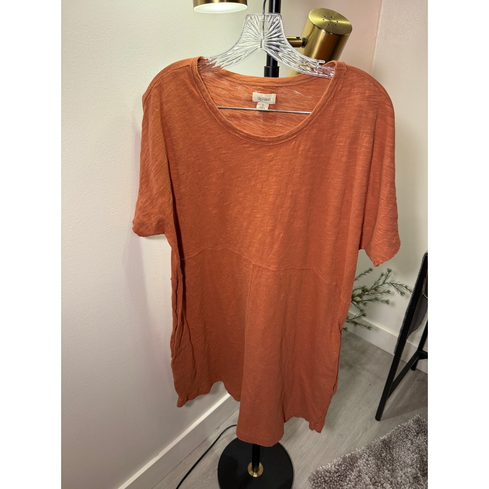 UpWest tshirt dress Terracotta Slub Cotton LG nature knee length sustainable EUC